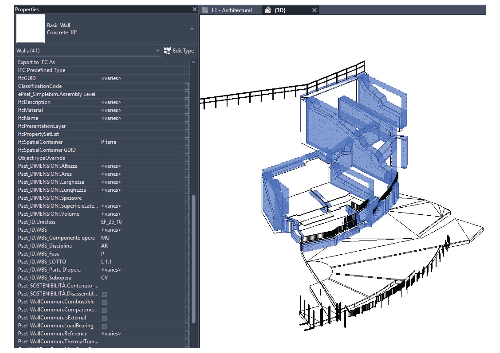 Native Revit walls with full parameter sets